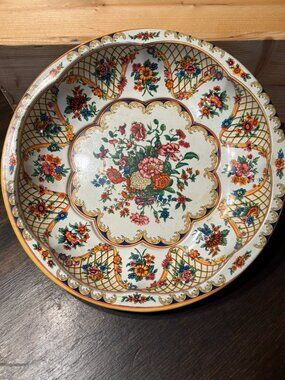 Vintage 1971 Daher Decorated Ware Floral Tin Bowl - Made in England